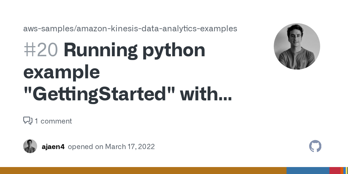 Running python example "GettingStarted" with flinksqlconnector