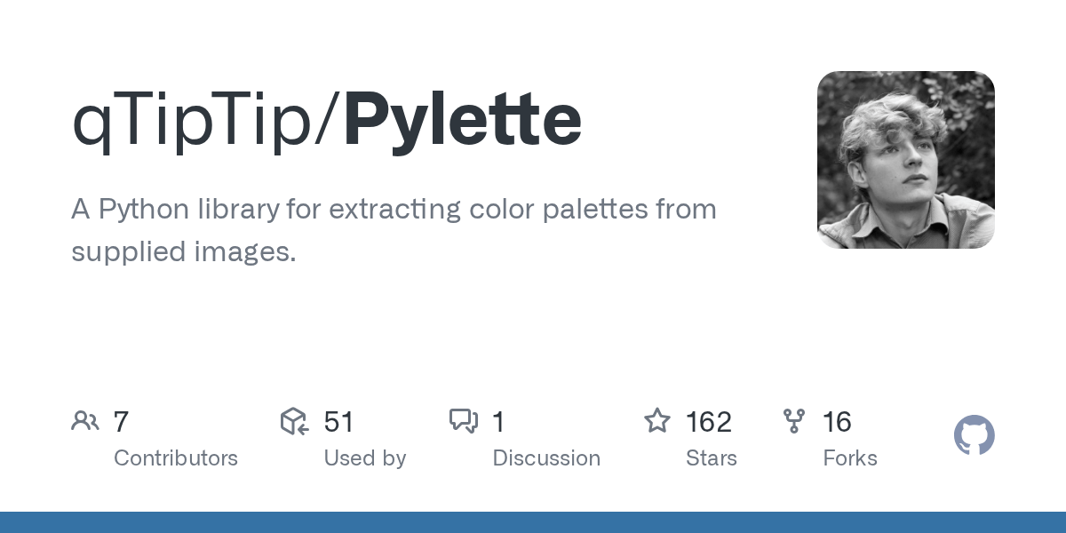 GitHub qTipTip/Pylette A Python library for extracting color palettes from supplied images.
