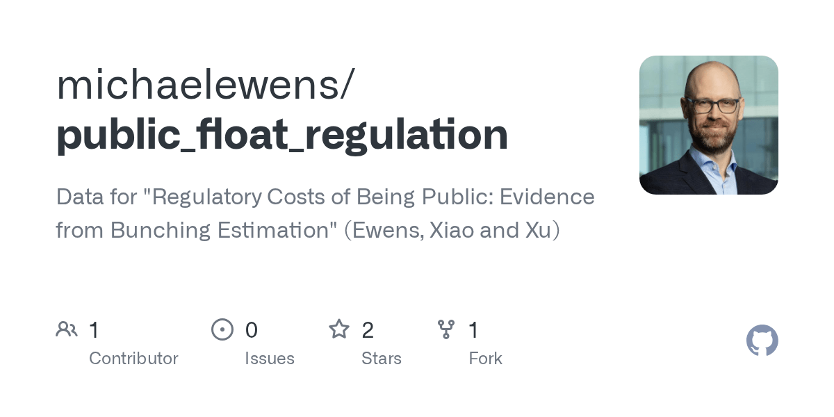 GitHub michaelewens/public_float_regulation Data for "Regulatory