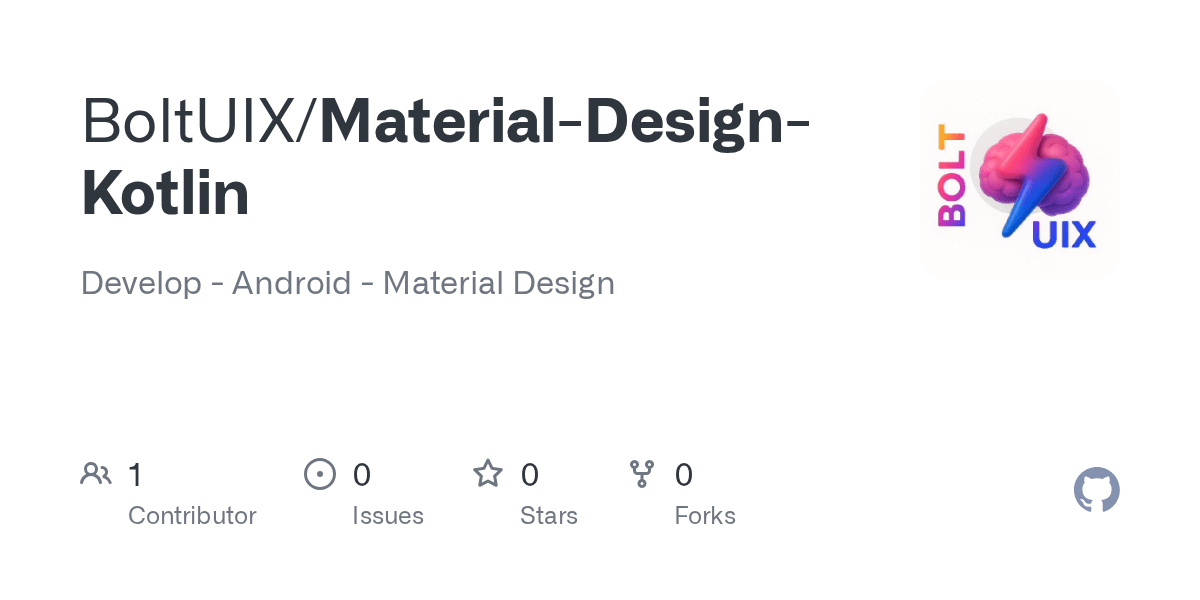 GitHub BoltUIX/MaterialDesignKotlin Develop Android Material