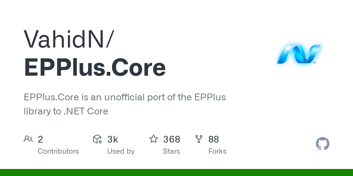 GitHub VahidN/EPPlus.Core EPPlus.Core is an unofficial port of the