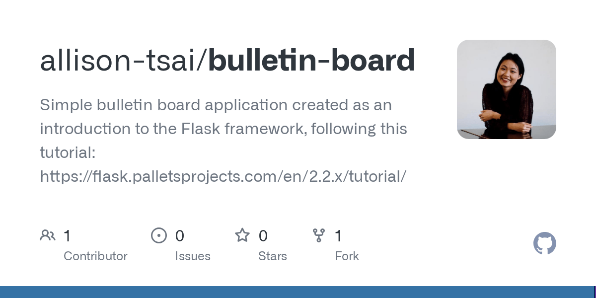 GitHub allisontsai/bulletinboard Simple bulletin board application