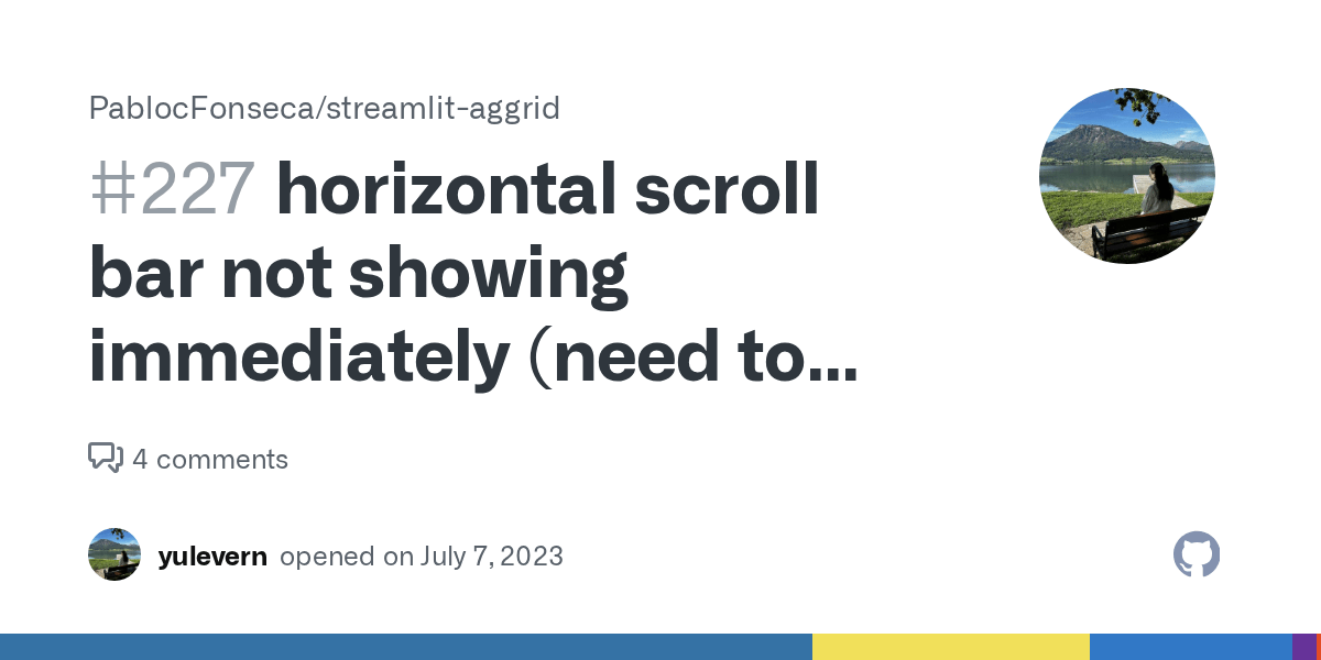 horizontal scroll bar not showing immediately (need to scroll down to