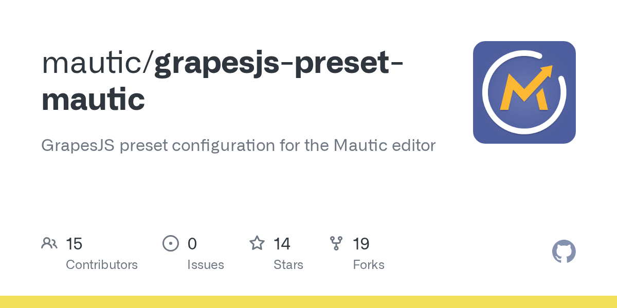 GitHub mautic/grapesjspresetmautic GrapesJS preset configuration