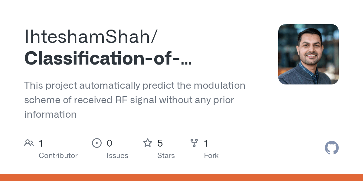 GitHub IhteshamShah/ClassificationofModulationSchemeofrecieved