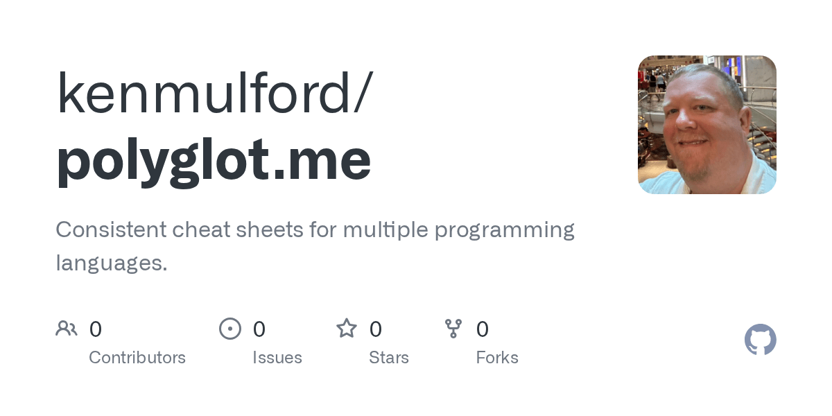GitHub kenmulford/polyglot.me Consistent cheat sheets for multiple