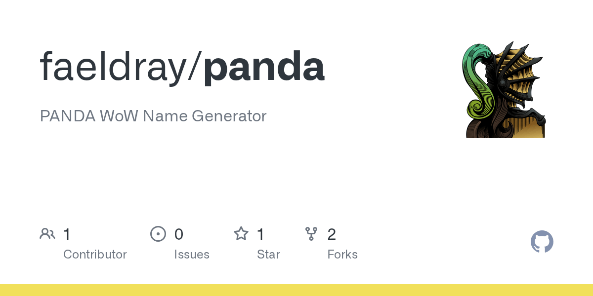 GitHub faeldray/panda PANDA WoW Name Generator