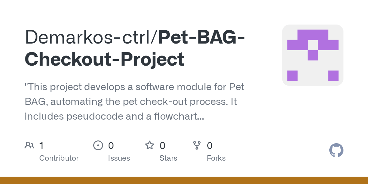 GitHub Demarkosctrl/PetBAGCheckoutProject "This project develops