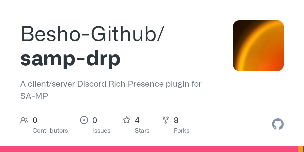 GitHub BeshoGithub/sampdrp A client/server Discord Rich Presence