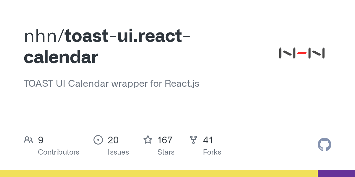 GitHub nhn/toastui.reactcalendar TOAST UI Calendar wrapper for