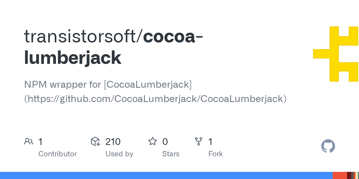 GitHub transistorsoft/cocoalumberjack NPM wrapper for