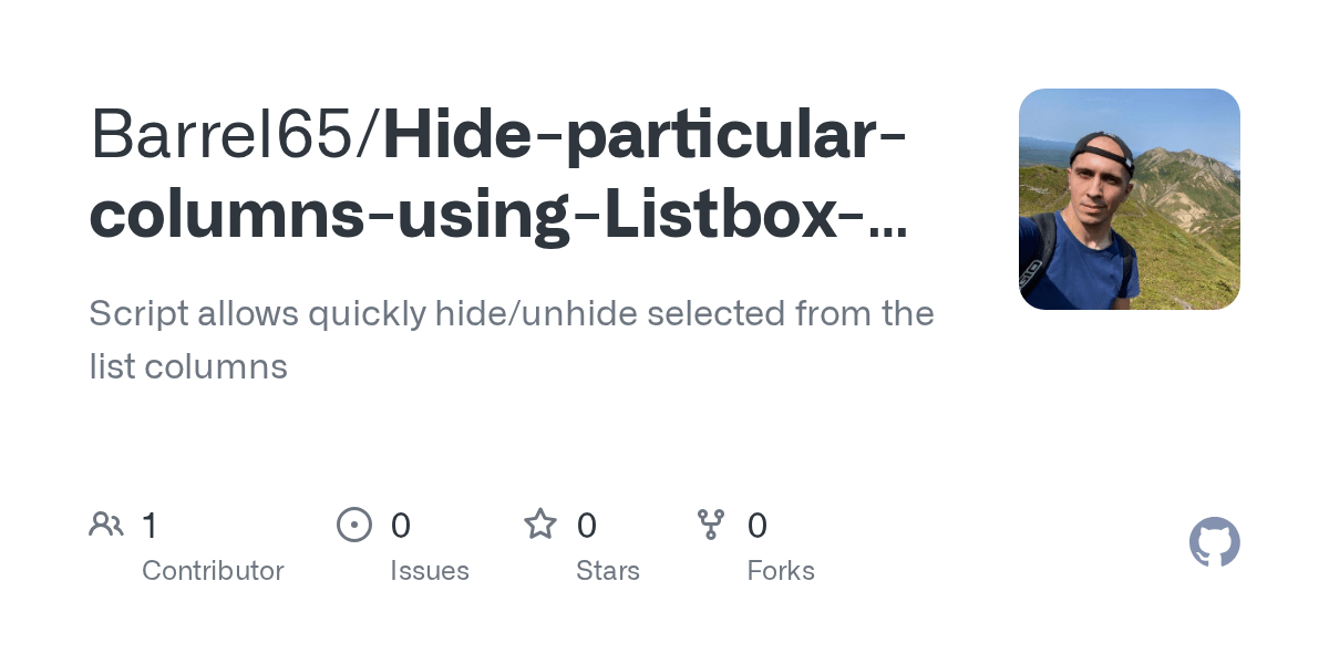 GitHub Barrel65/HideparticularcolumnsusingListboxfilterExcel