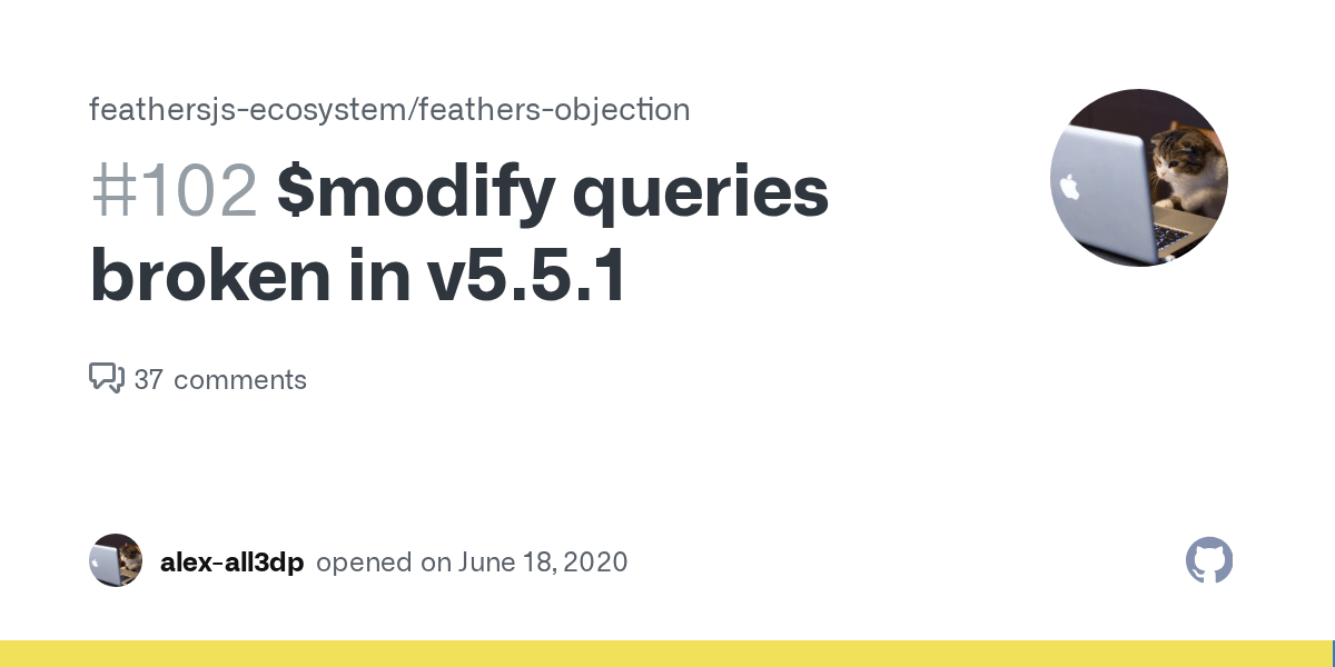modify queries broken in v5.5.1 · Issue 102 · feathersjsecosystem