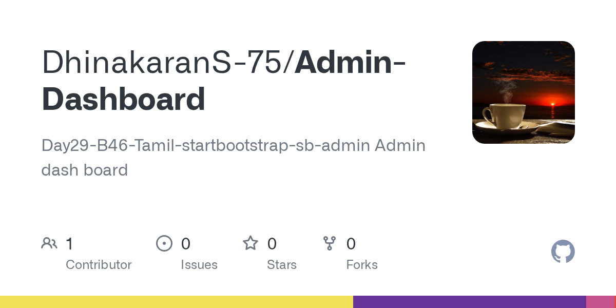 GitHub DhinakaranS75/AdminDashboard Day29B46Tamilstartbootstrap