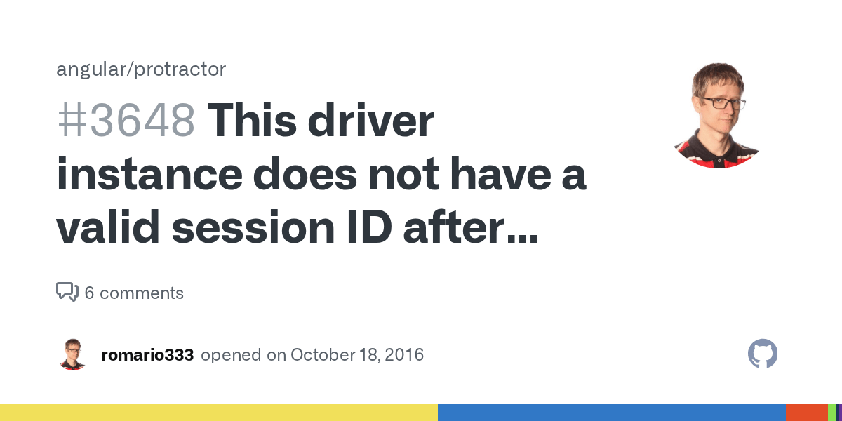 This driver instance does not have a valid session ID after browser