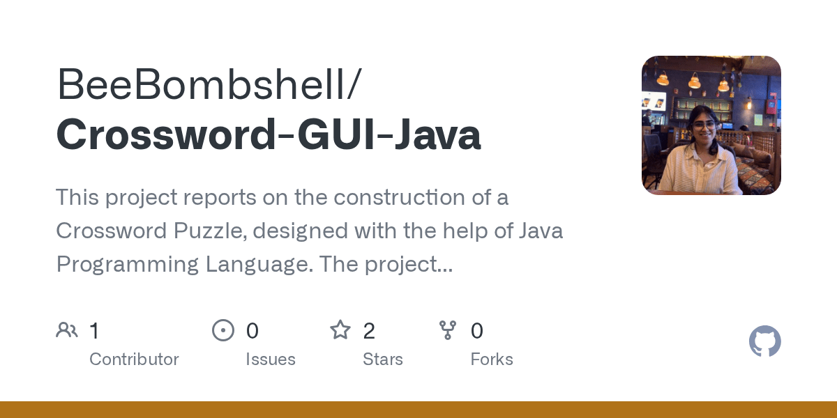 GitHub BeeBombshell/CrosswordGUIJava This project reports on the construction of a