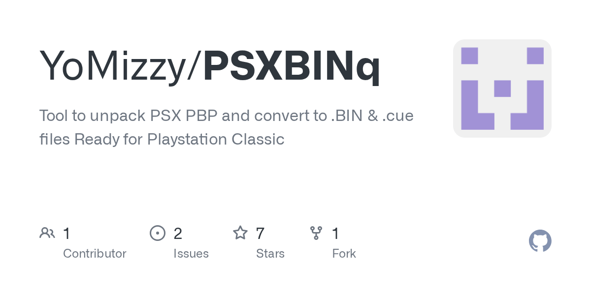 GitHub YoMizzy/PSXBINq Tool to unpack PSX PBP and convert to .BIN
