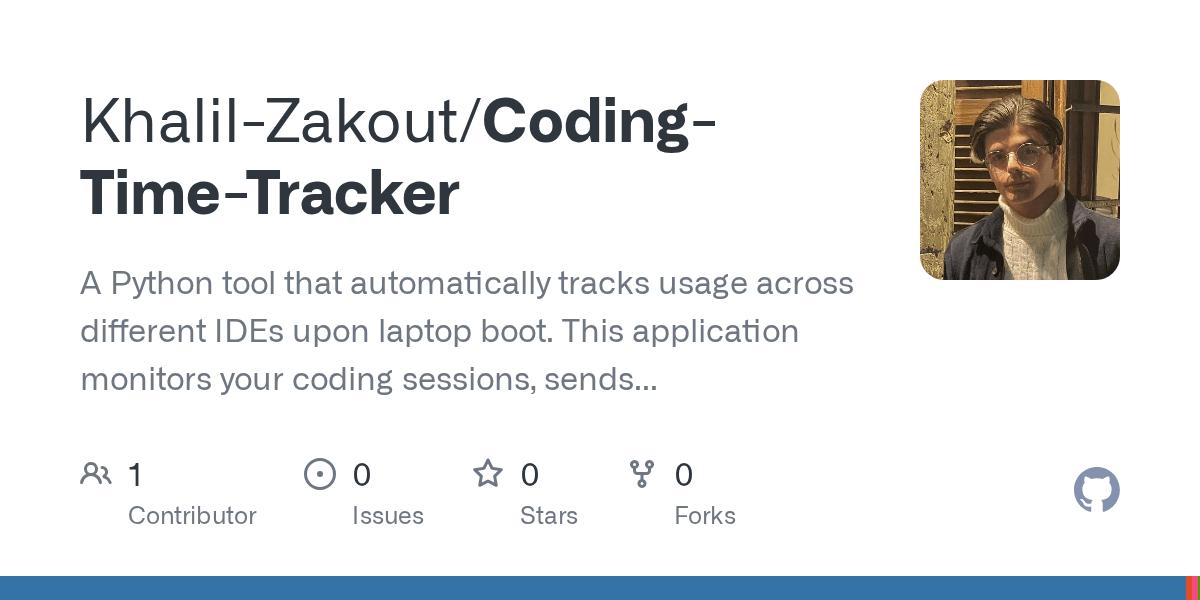 GitHub KhalilZakout/CodingTimeTracker A Python tool that