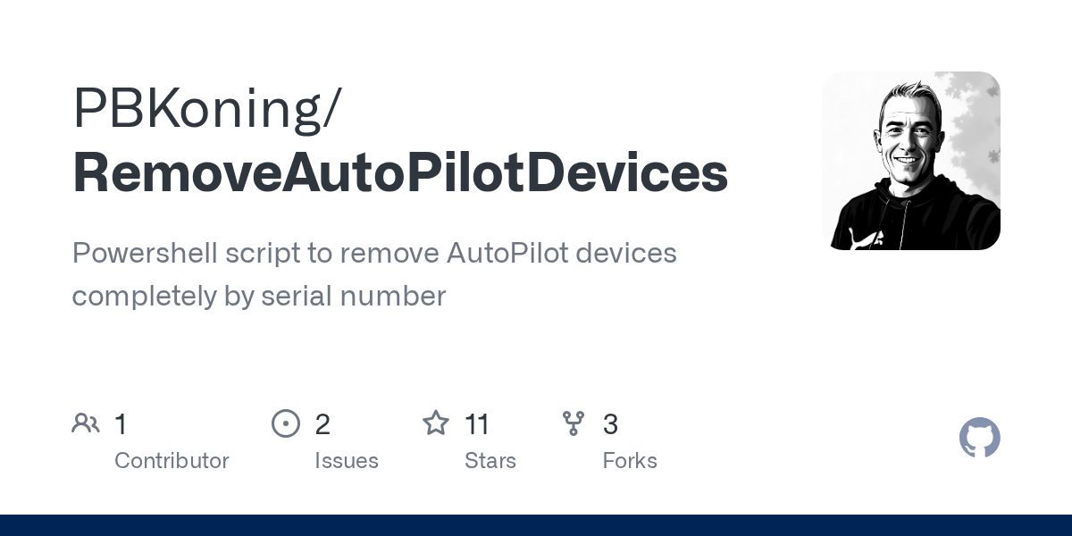 GitHub PBKoning/RemoveAutoPilotDevices Powershell script to remove