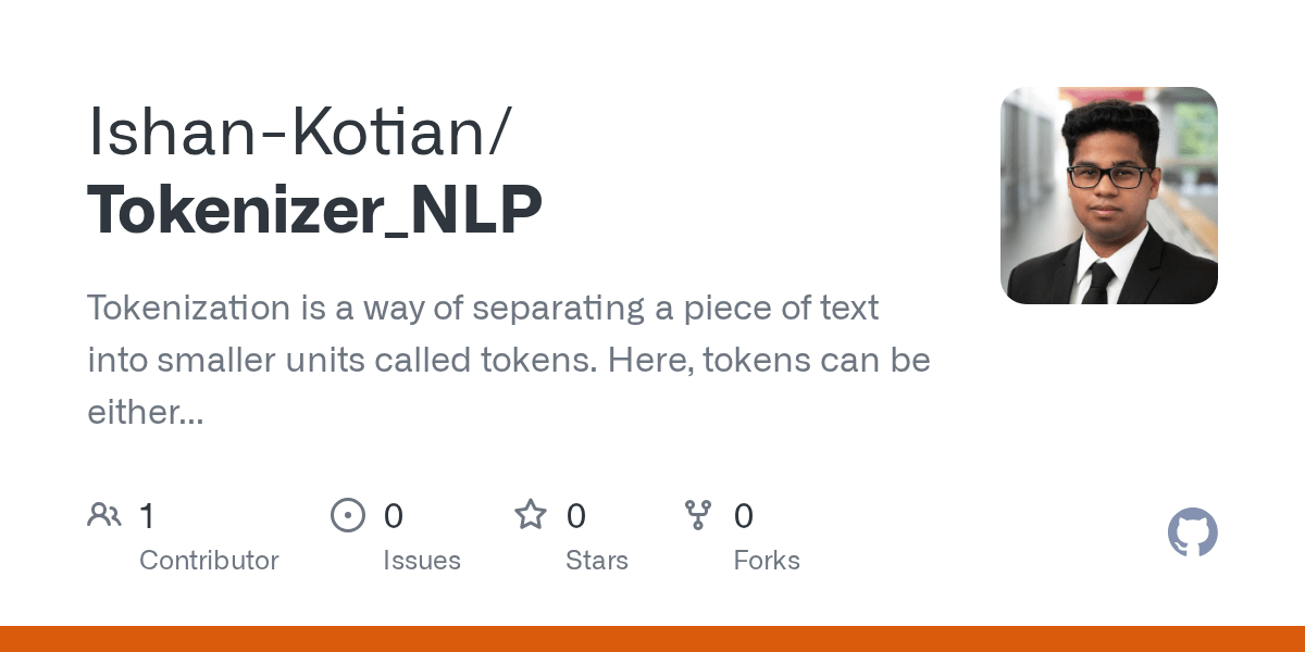 GitHub IshanKotian/Tokenizer_NLP Tokenization is a way of