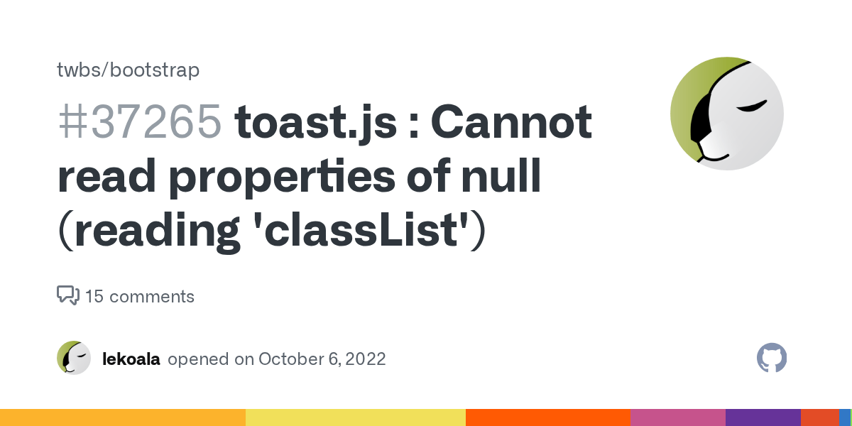 toast.js Cannot read properties of null (reading 'classList') · Issue