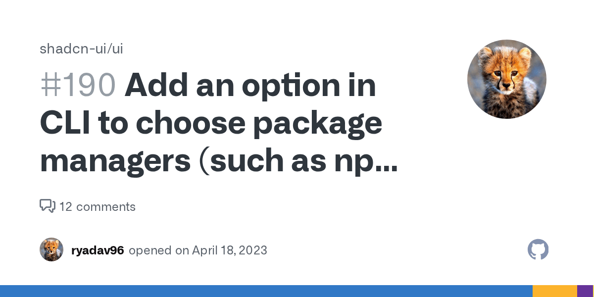 Add an option in CLI to choose package managers (such as npm, yarn