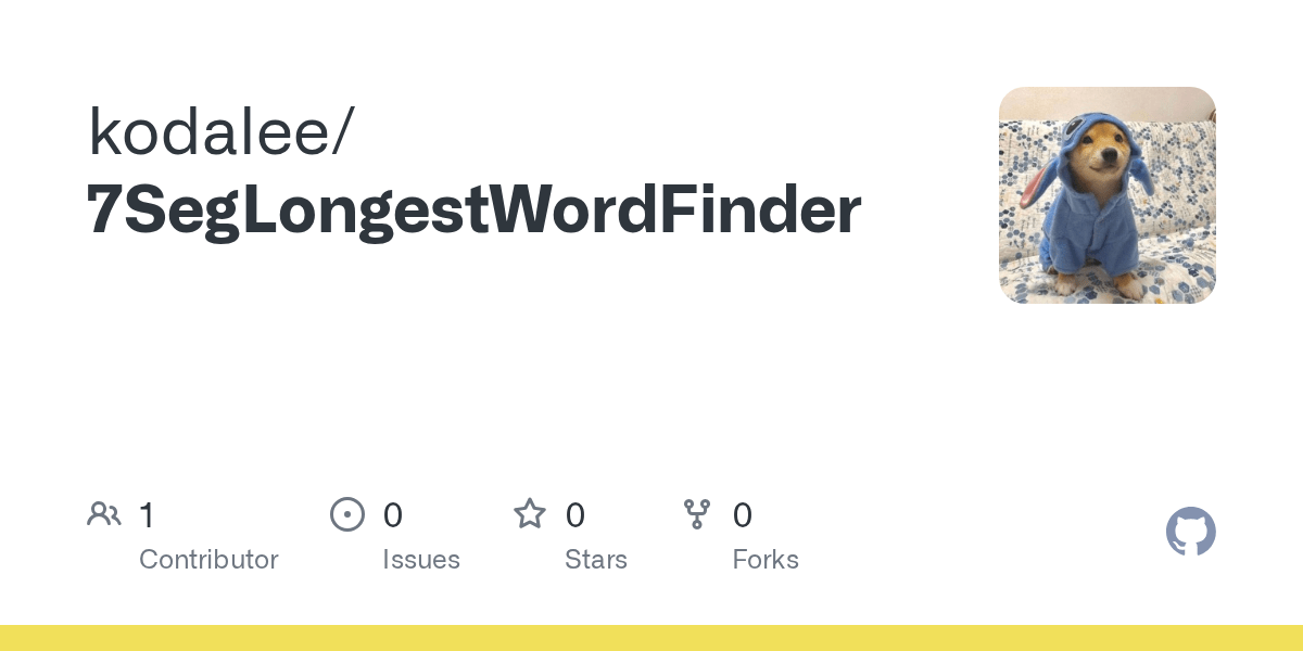 GitHub hellokoda/7SegLongestWordFinder