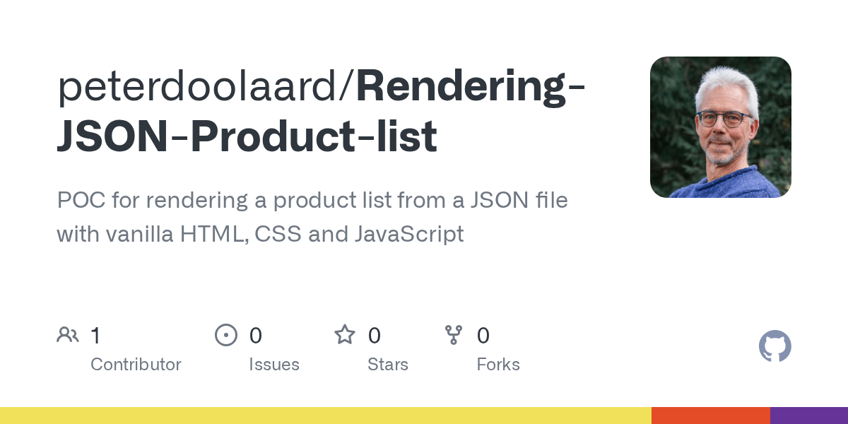 GitHub peterdoolaard/RenderingJSONProductlist POC for rendering a