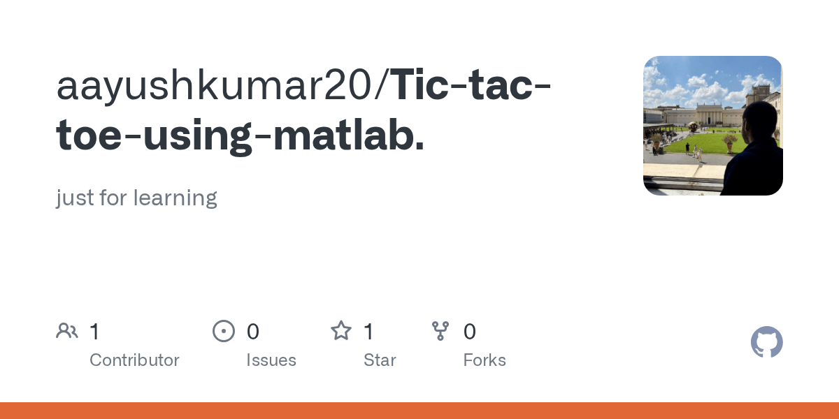 GitHub aayushkumar20/Tictactoeusingmatlab. just for learning