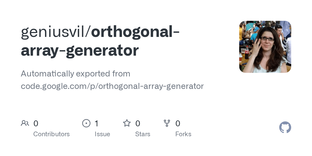 GitHub geniusvil/orthogonalarraygenerator Automatically exported