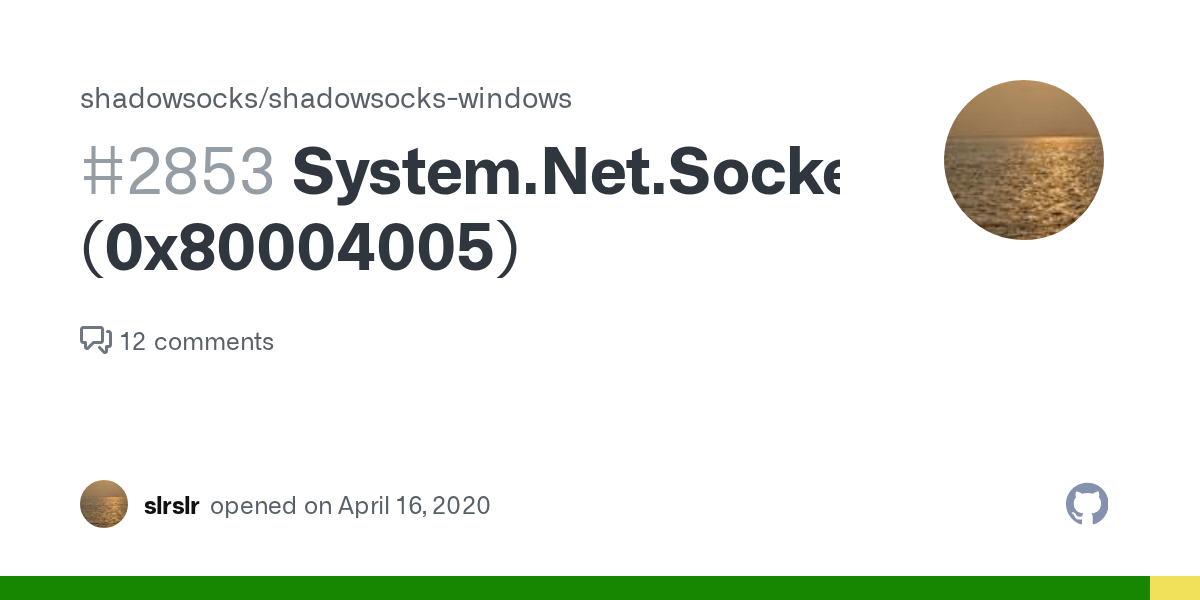 (0x80004005) · Issue 2853