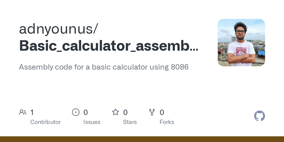 GitHub adnyounus/Basic_calculator_assembly Assembly code for a basic