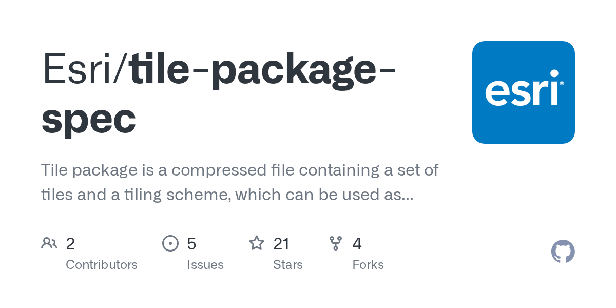 GitHub Esri/tilepackagespec Tile package is a compressed file
