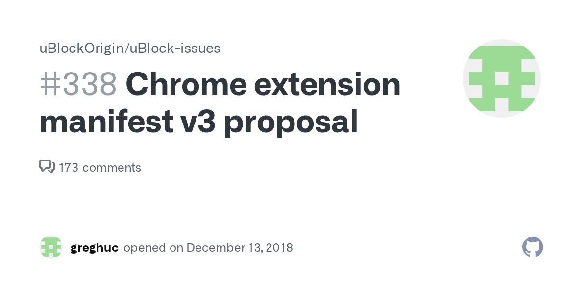Chrome extension manifest v3 proposal · Issue 338 · uBlockOrigin