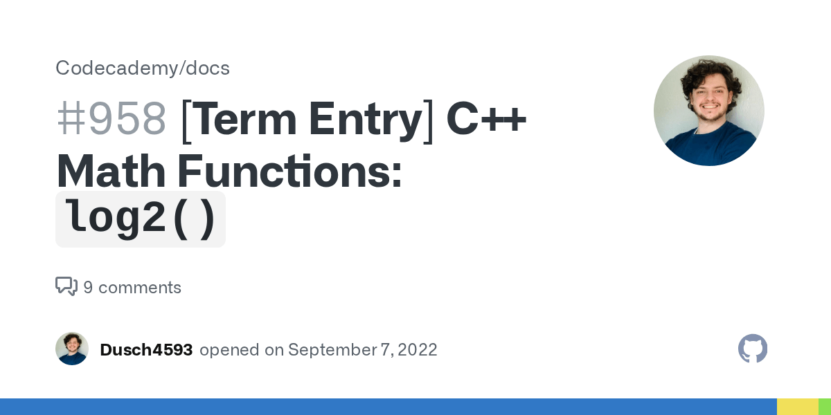 [Term Entry] C++ Math Functions `log2()` · Issue 958 · Codecademy