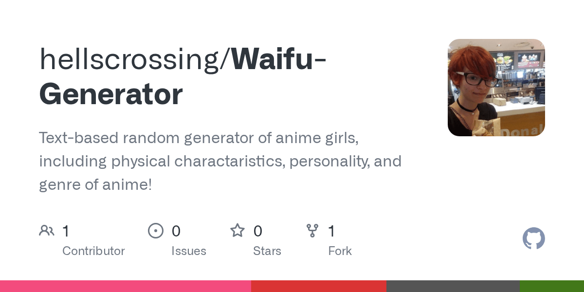 GitHub hellscrossing/WaifuGenerator Textbased random generator of