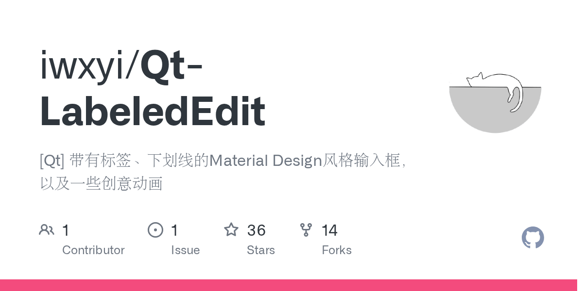GitHub iwxyi/QtLabeledEdit [Qt] 带有标签、下划线的Material Design风格输入框，以及一些创意动画