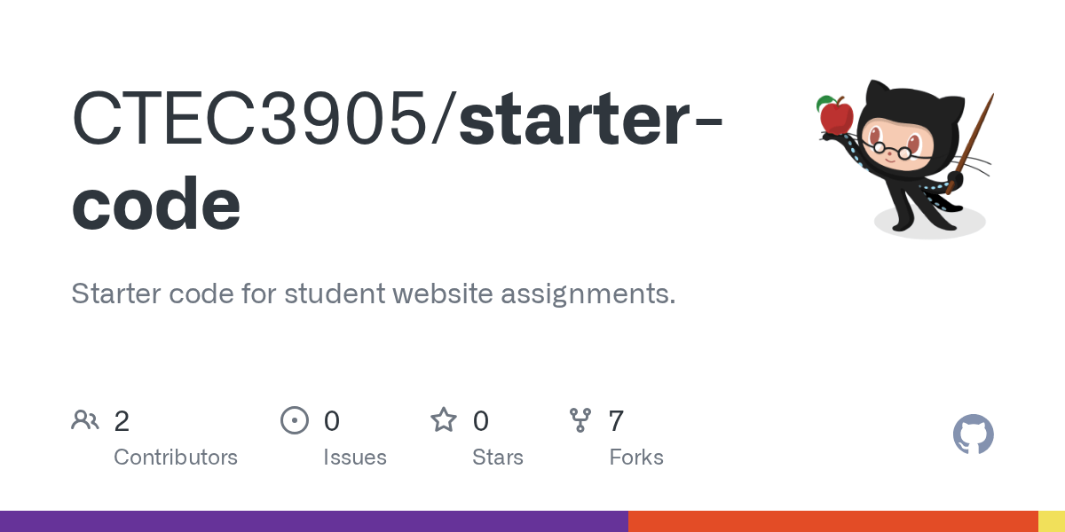GitHub CTEC3905/startercode Starter code for student website