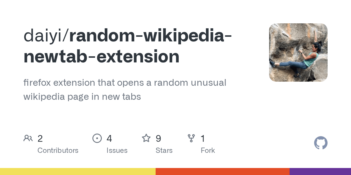 GitHub daiyi/randomwikipedianewtabextension firefox extension