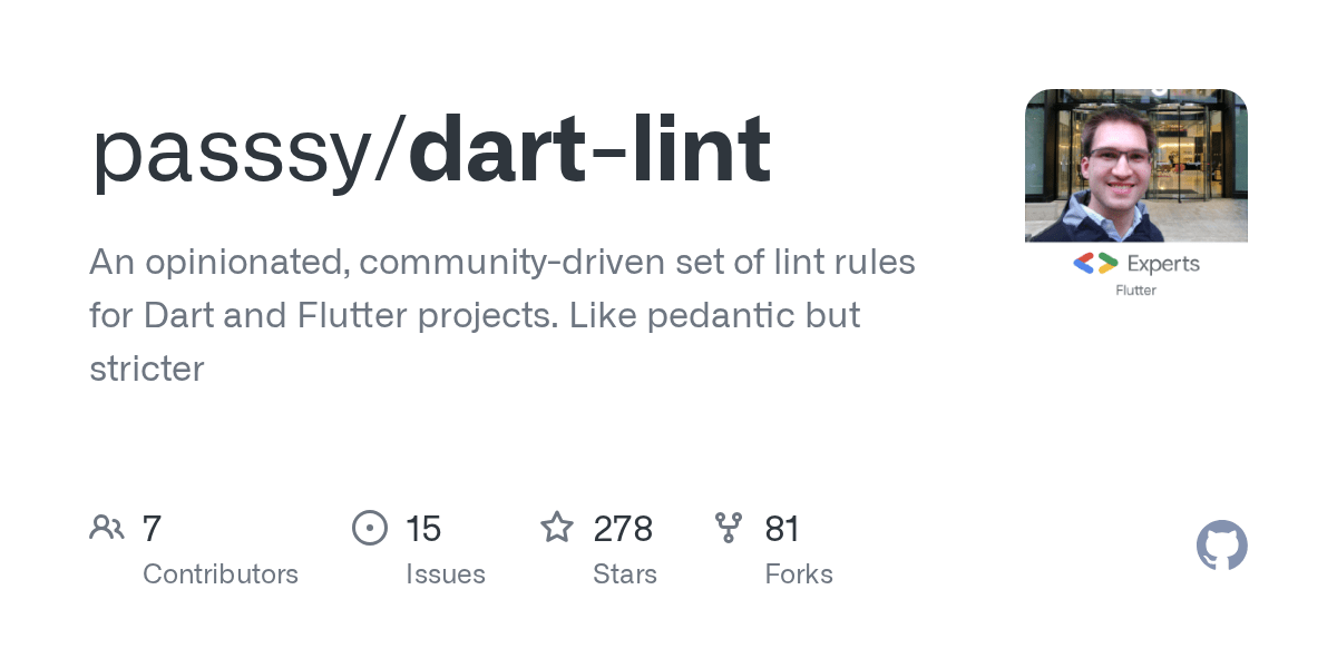 GitHub passsy/dartlint An opinionated, communitydriven set of lint