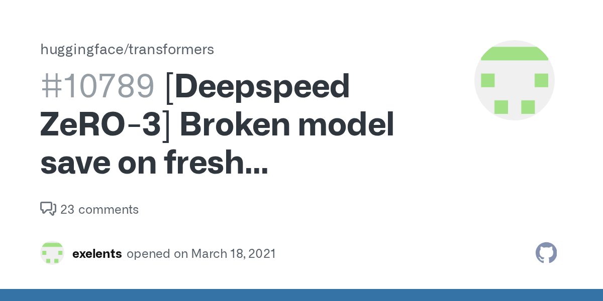 [Deepspeed ZeRO3] Broken model save on fresh Transformers branch