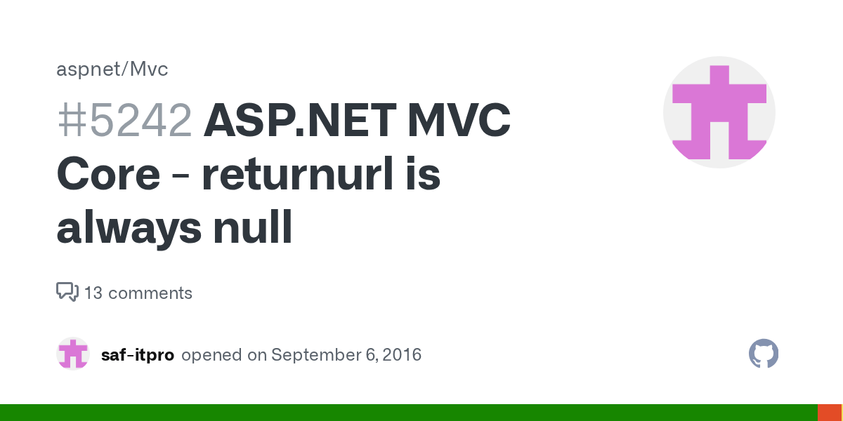 MVC Core returnurl is always null · Issue 5242 ·