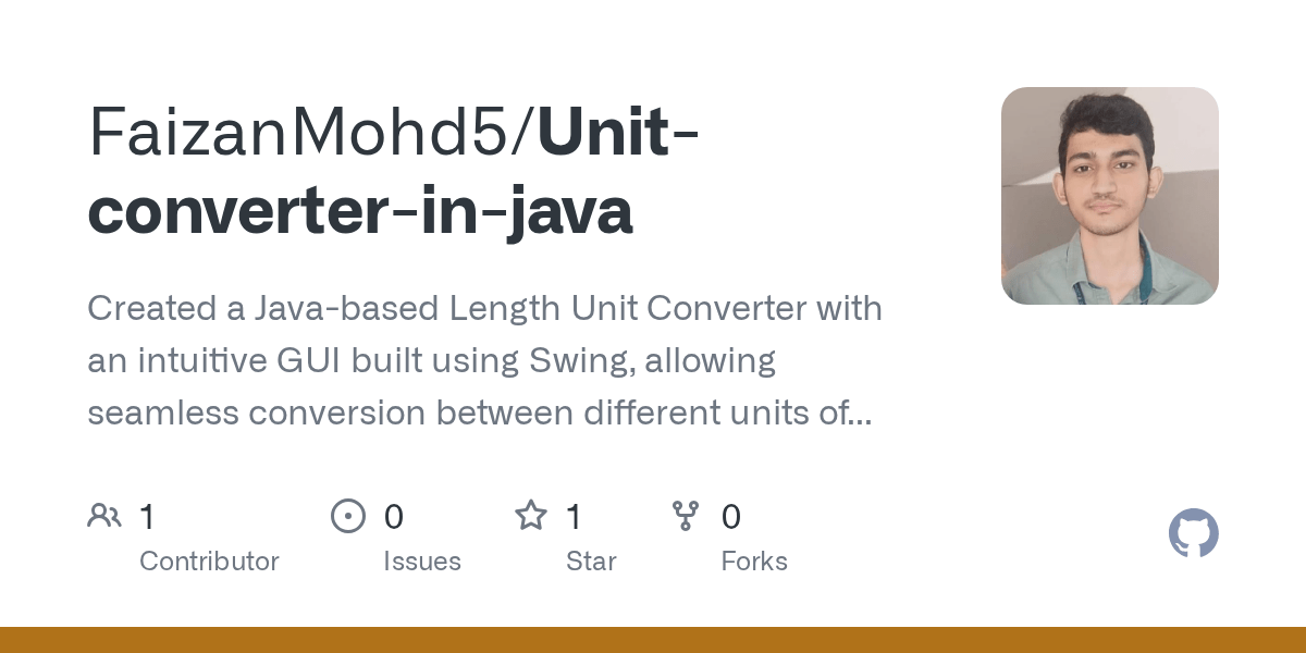 GitHub FaizanMohd5/Unitconverterinjava Created a Javabased