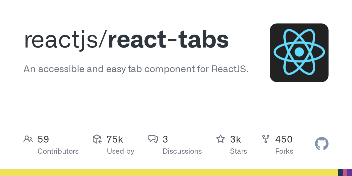 GitHub reactjs/reacttabs An accessible and easy tab component for
