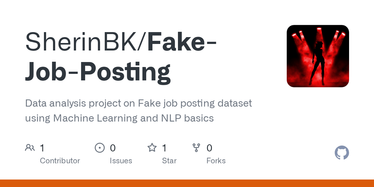 GitHub SherinBK/FakeJobPosting Data analysis project on Fake job