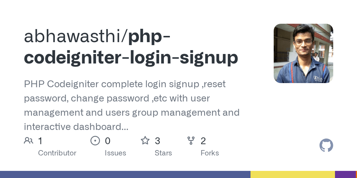 GitHub abhawasthi/phpcodeigniterloginsignup PHP Codeigniter