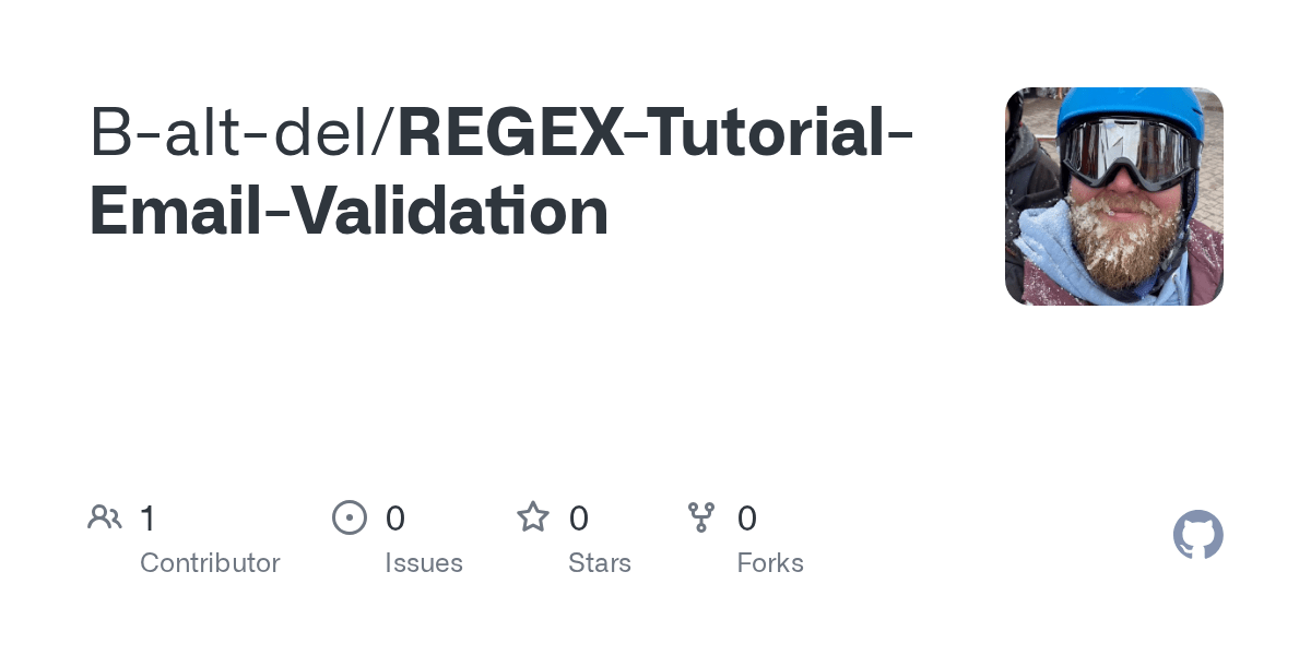 GitHub Baltdel/REGEXTutorialEmailValidation