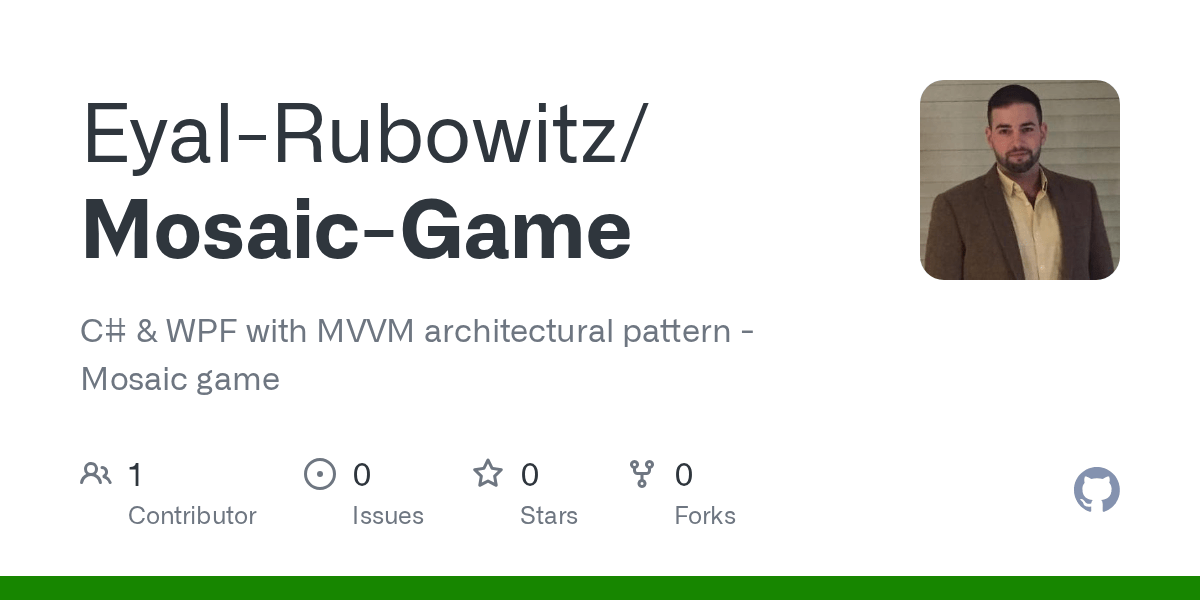 GitHub EyalRubowitz/MosaicGame C & WPF with MVVM architectural