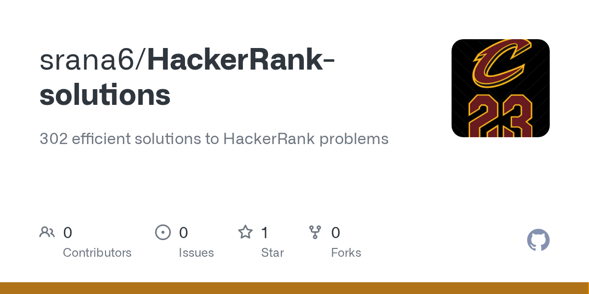 GitHub srana6/HackerRanksolutions 302 efficient solutions to