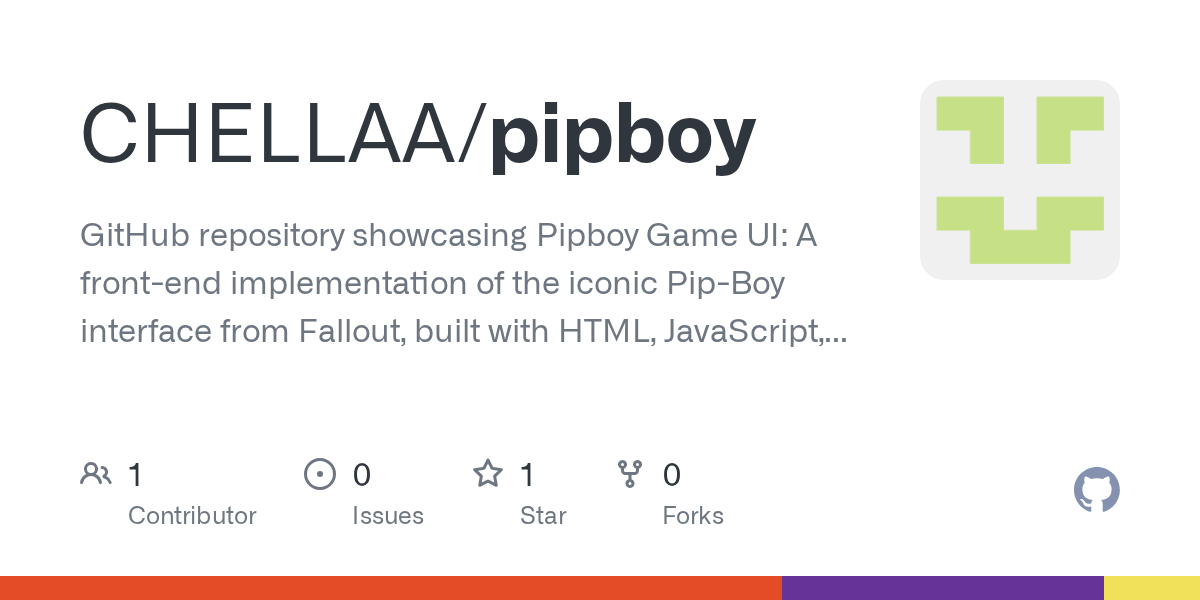 GitHub CHELLAA/pipboy GitHub repository showcasing Pipboy Game UI A